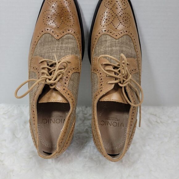Vionic 505 Roth Derby Shoes Men's Size 9  Tan Toe Wingtip Orthoheel Technology - Picture 9 of 11